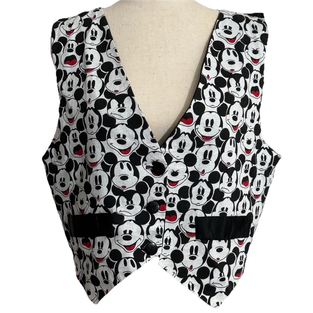 Vintage Mickey Co Mickey Mouse Faces Vest Adult Medium Large 1990s Disney